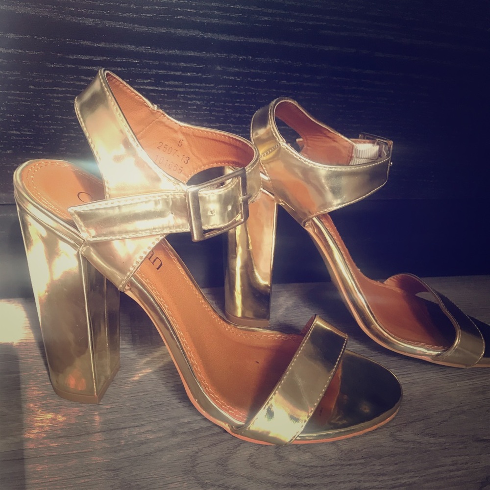 Gold Block Heels
